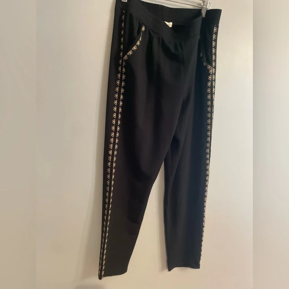 NWT Garnet Hill Women's Easy Black Boho Pants with Side Detailing - Picture 4 of 11